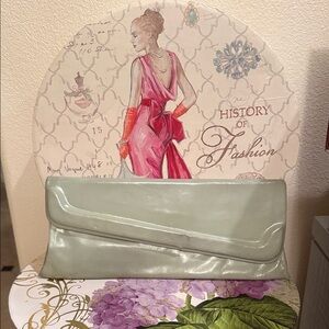 Elegant Sage Green Leather Clutch